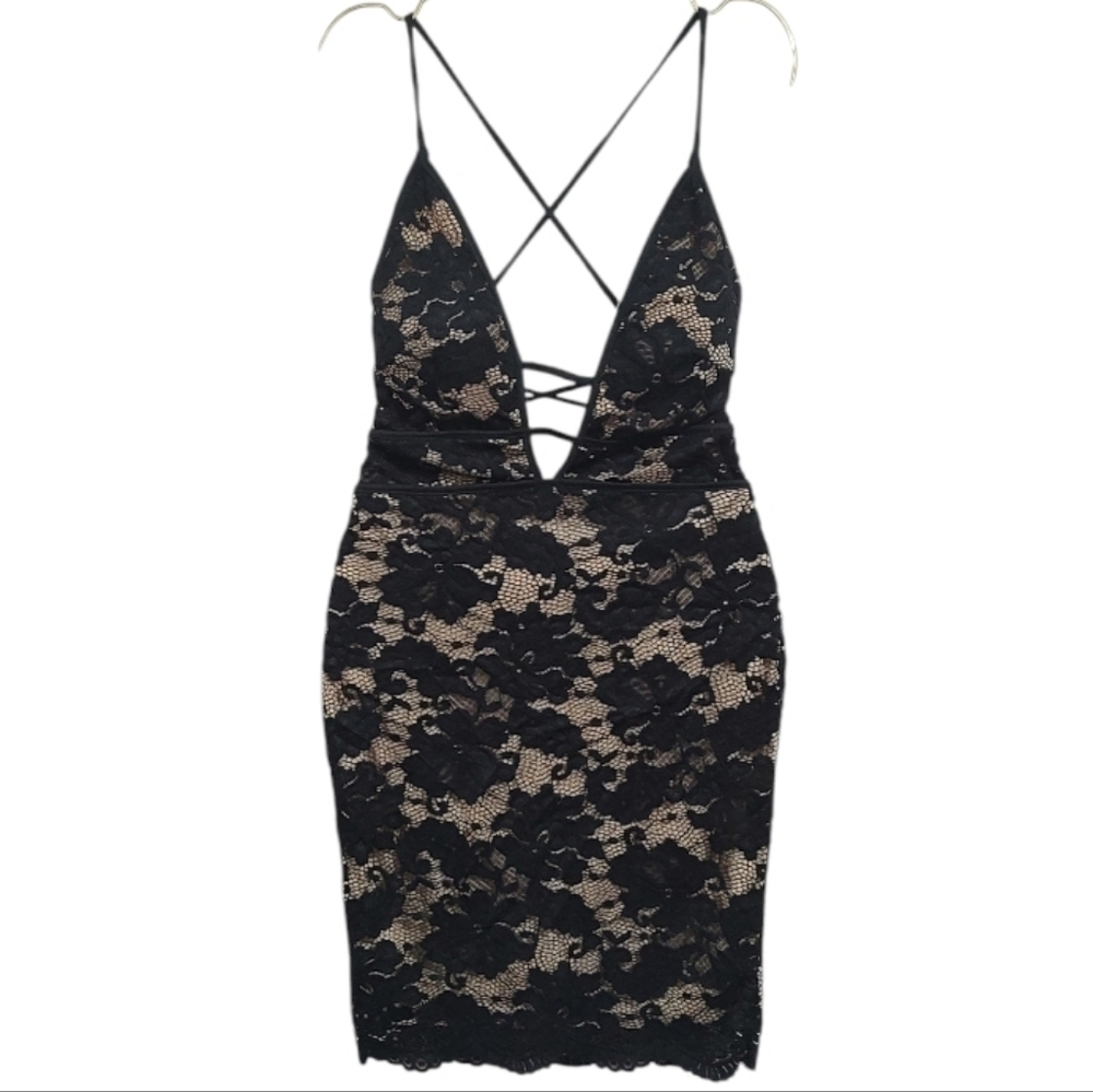 Trac Black and Cream Lace Dress